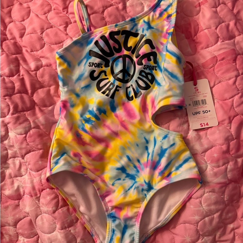 🚫SOLD🚫Justice Colorful One-Shoulder Swimsuit